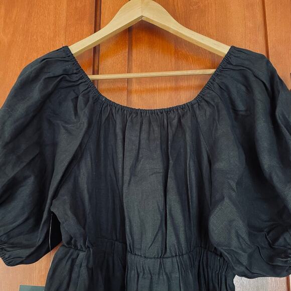Pomander Place Ares Dress Linen Puff Short Sleeve Mini Black Size XL NEW - Picture 6 of 10